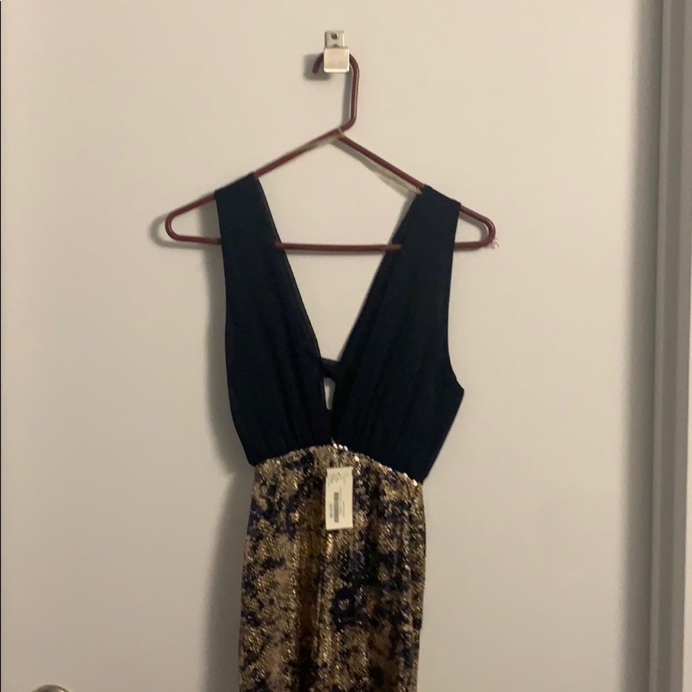 sequin foil v dress